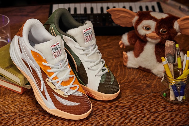 プーマフープスが映画『グレムリン』とのコラボレーションを発表 PUMA Hoops Unveils Nostalgic PUMA x Gremlins Collection sneaker drop price release cop mismatched movie nostalgic Warner Bros. classic 1984 movie.film's beloved characters – Gizmo and Gremlin leader Stripe mismatched