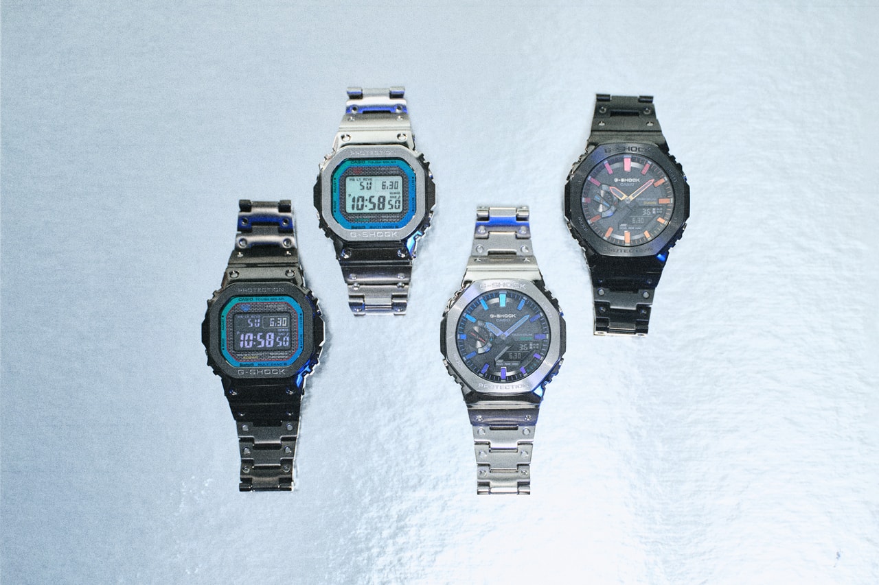 生誕40周年を迎えたGショックが最新シリーズの“ポリクロマティック アクセンツ”をリリース G-SHOCK GM-B2100PC-1A GM-B2100BPC-1A GMW-B5000PC-1 GMW-B5000BPC-1 Polychromatic Accents Multi-Color Gradient Watches Stainless Steel