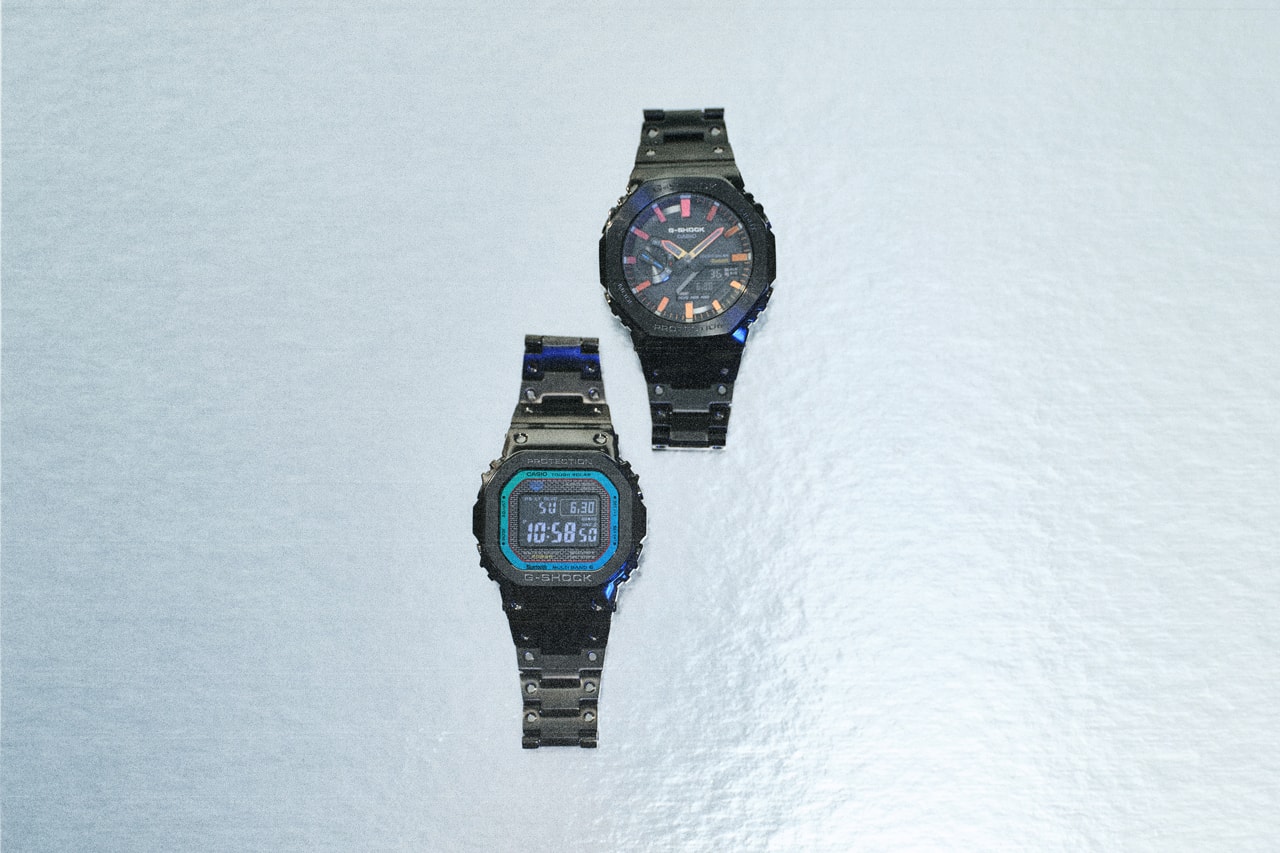 生誕40周年を迎えたGショックが最新シリーズの“ポリクロマティック アクセンツ”をリリース G-SHOCK GM-B2100PC-1A GM-B2100BPC-1A GMW-B5000PC-1 GMW-B5000BPC-1 Polychromatic Accents Multi-Color Gradient Watches Stainless Steel