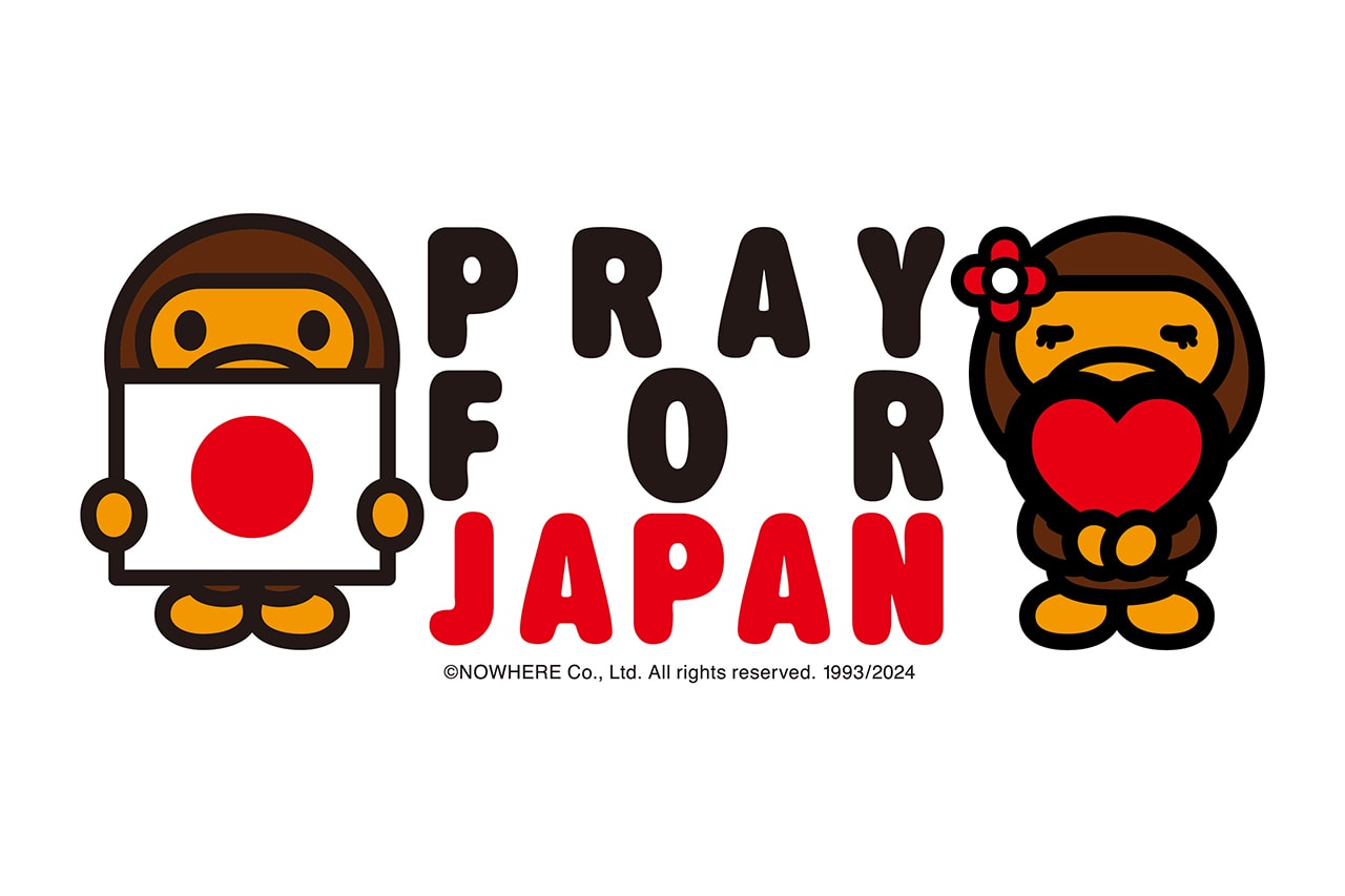 ア・ベイシング・エイプが能登半島地震 復興支援チャリティTシャツをリリース A BATHING APE®️ “PRAY FOR JAPAN” 2024 charity T-shirts release info