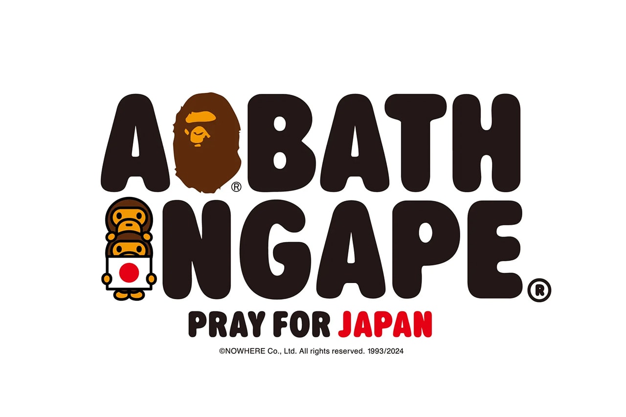 ア・ベイシング・エイプが能登半島地震 復興支援チャリティTシャツをリリース A BATHING APE®️ “PRAY FOR JAPAN” 2024 charity T-shirts release info
