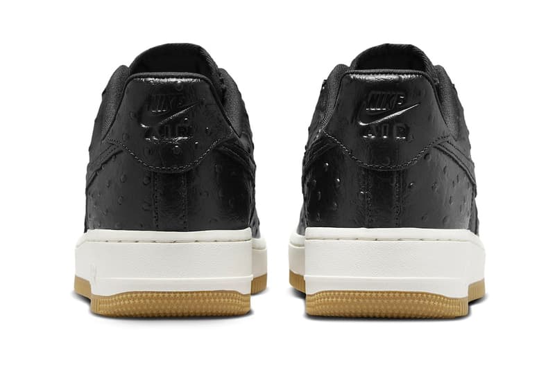 ナイキからアッパーをブラックで統一したエアフォース1“ブラックオーストリッチ”が登場 Official Look At the Nike Air Force 1 Low "Black Ostrich" DZ2708-002 Black/Sail-Gum Light Brown leather af1 low