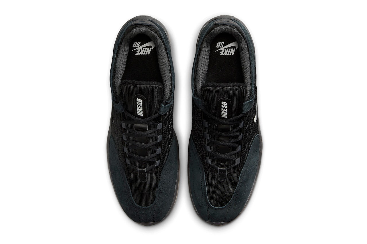 ナイキSBから立体的なサイドラインが目を惹く新型モデルが登場 Nike SB Presents New Vertebrae Model in "Black Gum" nyjah 3 skateboarding upper leather suede mesh laces drop release price dollars link usd snkrs 
