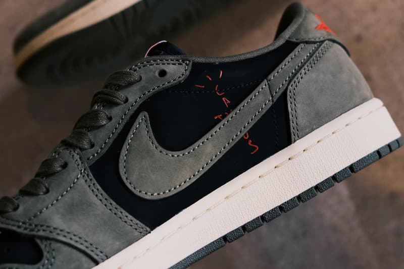 トラヴィススコットxエアジョーダン1ロー“ブラックオリーブ”の最新ビジュアルをチェック Travis Scott Air Jordan 1 Low OG Black Olive Release Info date store list buying guide photos price DM7866-002