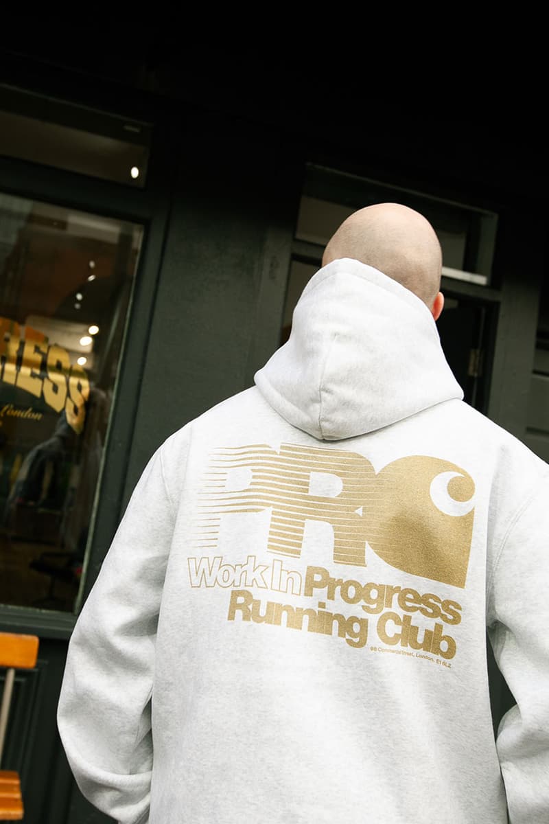 カーハート WIPとプログレスランニングクラブのコラボアイテムをチェック Carhartt WIP x Progress Running Club collab collaboration capsule collection release link price hoodie t shirt graphic work in progress north london east japan store athletic apparel clothing fashion april drop 