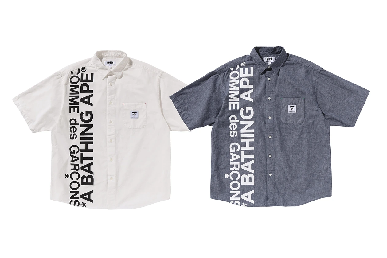 ベイプxコムデギャルソンが2024年春夏コレクションをローンチ BAPE x COMME des GARÇONS Unveils Spring/Summer 2024 Collection collab streetwear fashion release price link webstore website osaka japan hoodie t shirt workwear stripe shorts pants a bathing ape cdg play homme