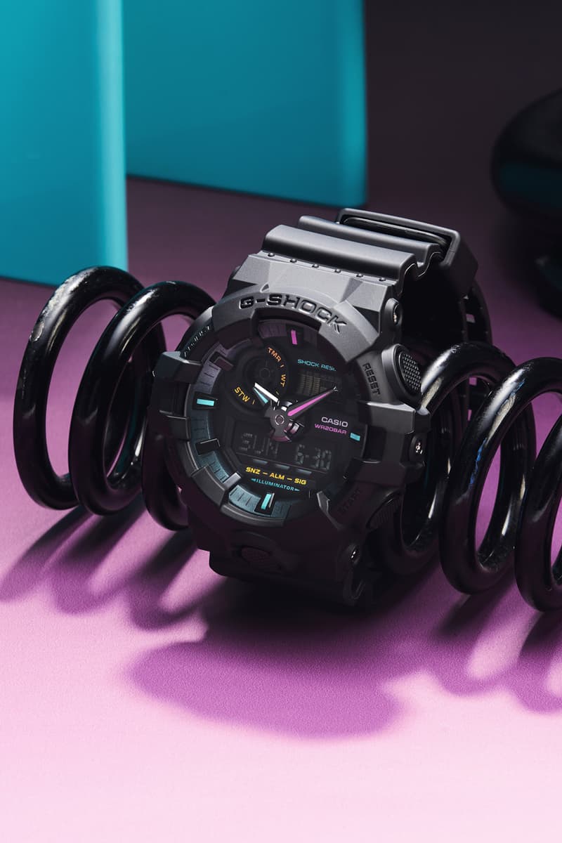 G-SHOCK からアナログとデジタルの機能が融合する3つの新モデルがリリース G-SHOCK Multi-Fluorescent Accents Collection Lookbook GA-B2100MF-1A GA-700MF-1A GA-100MF-1A GA-110MF-1A