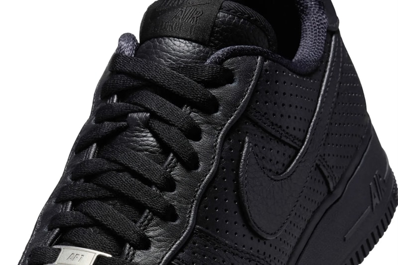 ナイキ エアフォース1 ローにパンチングレザー仕様の新作 “ブラック” が登場 Nike Air Force 1 Low Perforated Black HF8189-001 Release Info