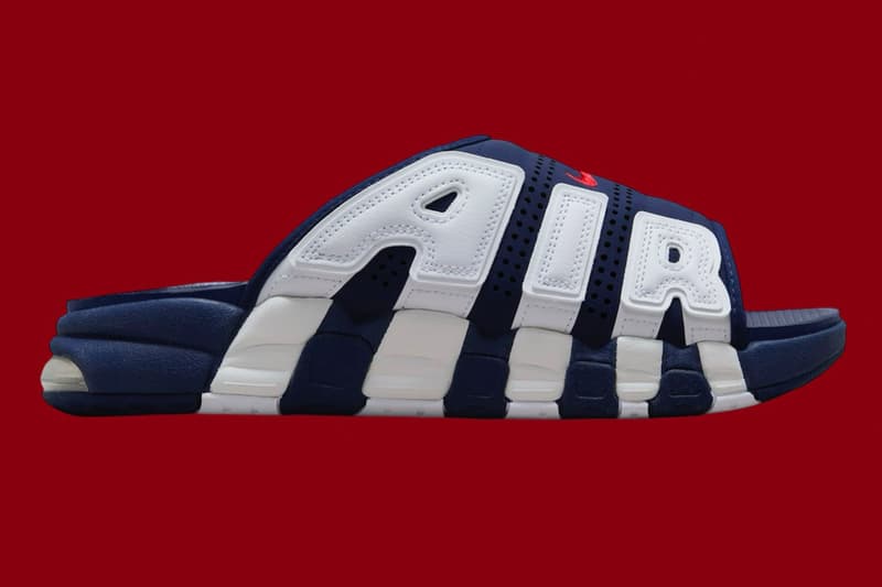 ナイキから名作 エア モア アップテンポ “オリンピック” のスライドタイプが登場との噂 Nike Air More Uptempo Slide “Olympic” release rumor