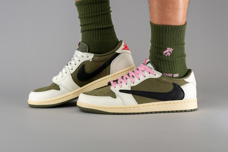 トラヴィス・スコット x エアジョーダン1 ロー OG ミディアムオリーブの着用画像をチェック Travis Scott Air Jordan 1 Low OG Olive DM7866-200 Rumor release date info store list buying guide photos price 2025 Medium Olive/Black/Sail/Muslin