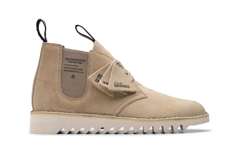 ネイバーフッドがクラークスオリジナルスとのコラボレーション第3弾を発売 NEIGHBORHOOD x Clarks Originals Collide on Collaborative Footwear wallabee desert boot collab release date upper price online webstore upper leather lace brand tag 