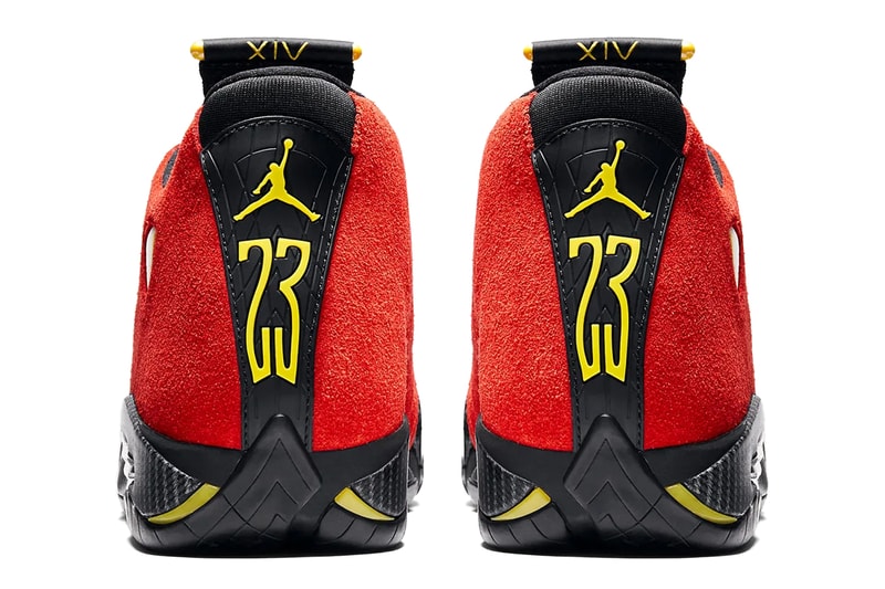 エアジョーダン14“フェラーリ”が2025年夏に帰ってくる Air Jordan 14 "Ferrari" To Return Next Year IF5015-600 swoosh suede carbon fiber red yellow speed racecar italian craftsmanship retro basketball shoe sneaker jumpman jordan brand