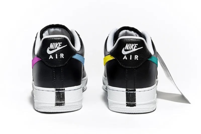 ピースマイナスワンxエアフォース1ロー“パラノイズ3.0”の公式ビジュアルが公開 PEACEMINUSONE x Nike Air Force 1 Para-Noise 3.0 G-Dragon AQ3692-004 “Black/New Emerald-Pinkfire II-Tour Yellow-Blue Gale” on foot images official look drop price 