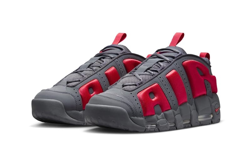 ナイキエアモアアップテンポローより新作 ダークグレー/ライトクリムソンが登場 Official Look at the Nike Air More Uptempo Low "Dark Grey/Light Crimson" FZ3055-002  Dark Grey/Light Crimson-Metallic Silver release info holiday 2024 black white