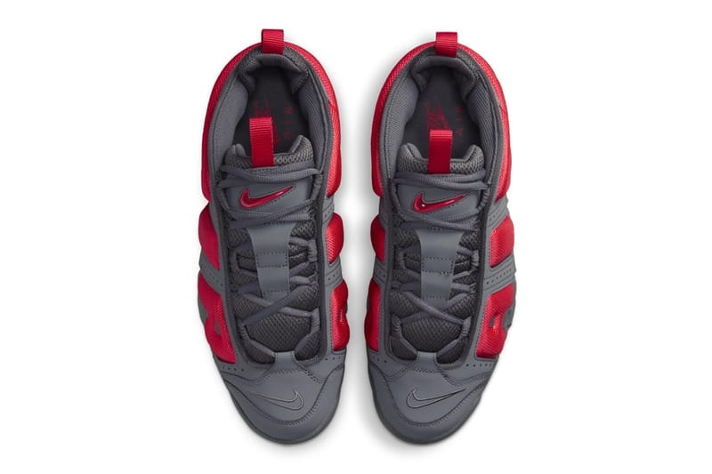 ナイキエアモアアップテンポローより新作 ダークグレー/ライトクリムソンが登場 Official Look at the Nike Air More Uptempo Low "Dark Grey/Light Crimson" FZ3055-002  Dark Grey/Light Crimson-Metallic Silver release info holiday 2024 black white