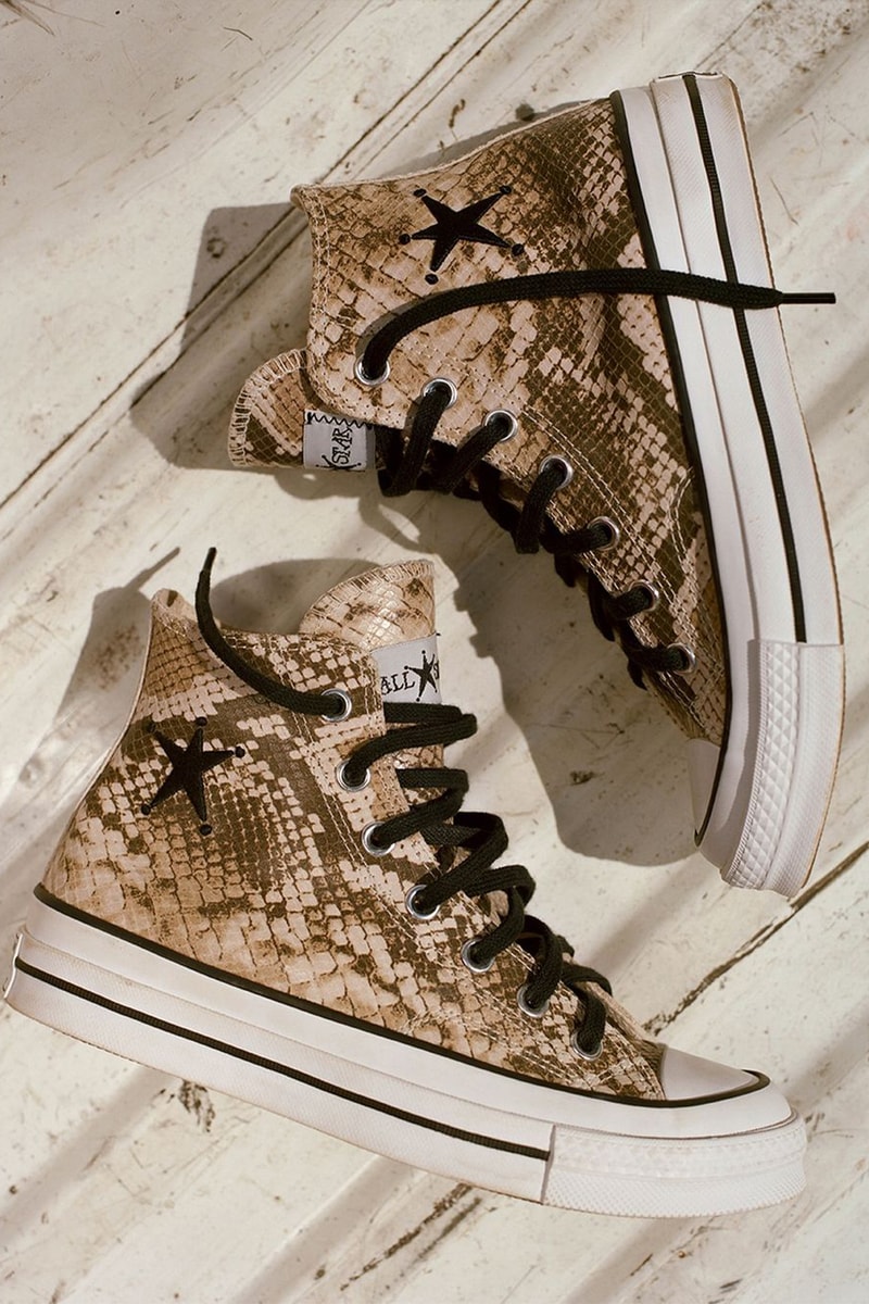 ステューシー & コンバースから2024年秋シーズンのコラボ チャック 70 が到着 Converse x Stüssy Slithers Through the Grass collab release info sneaker chuck 70 laces upper footwear price website link