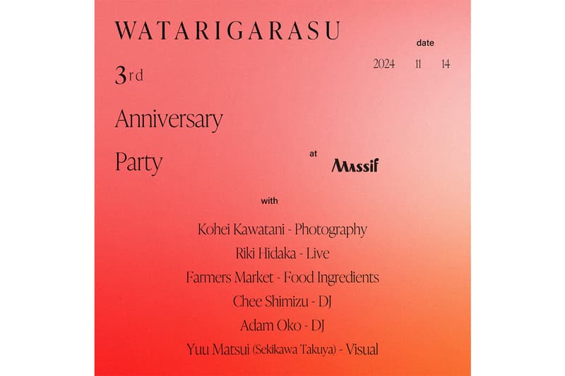 ワタリガラスが音楽・食・アートを掛け合わせたアニバーサリーイベントを開催 WATARIGARASU 3rd Anniversary Party info