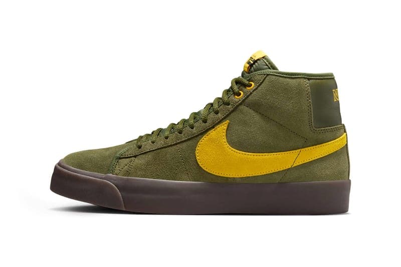 ナイキ SB からアンタイヒーローとの最新コラボ ズームブレーザーミッドが登場 Antihero x Nike SB Zoom Blazer Mid Pro GT “Rough Green/Amarillo-Black” HM5838-300 Release Info