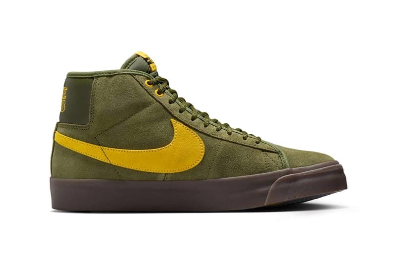 ナイキ SB からアンタイヒーローとの最新コラボ ズームブレーザーミッドが登場 Antihero x Nike SB Zoom Blazer Mid Pro GT “Rough Green/Amarillo-Black” HM5838-300 Release Info