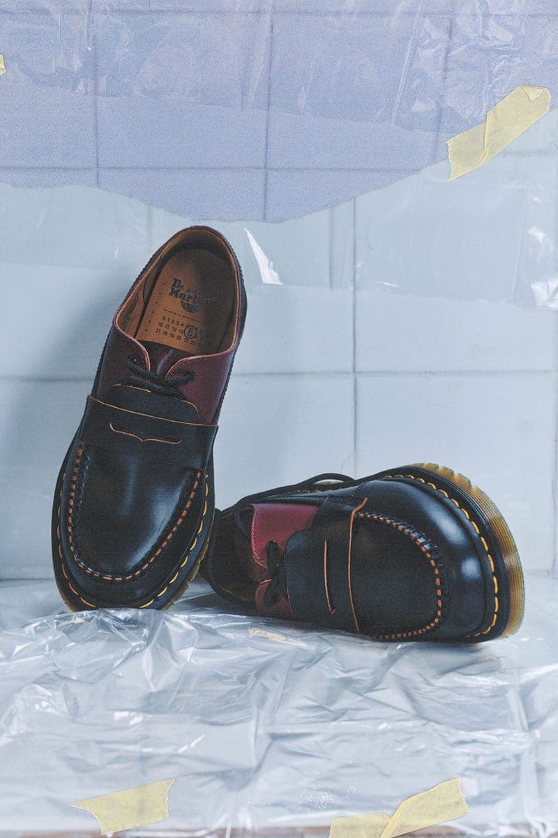 エムエム6 メゾン マルジェラ x 初コラボシューズが発売 MM6 Maison Margiela Drops Dual Toned Dr. Martens fw24 fall winter 2024 1460 black leather boot low top oxford