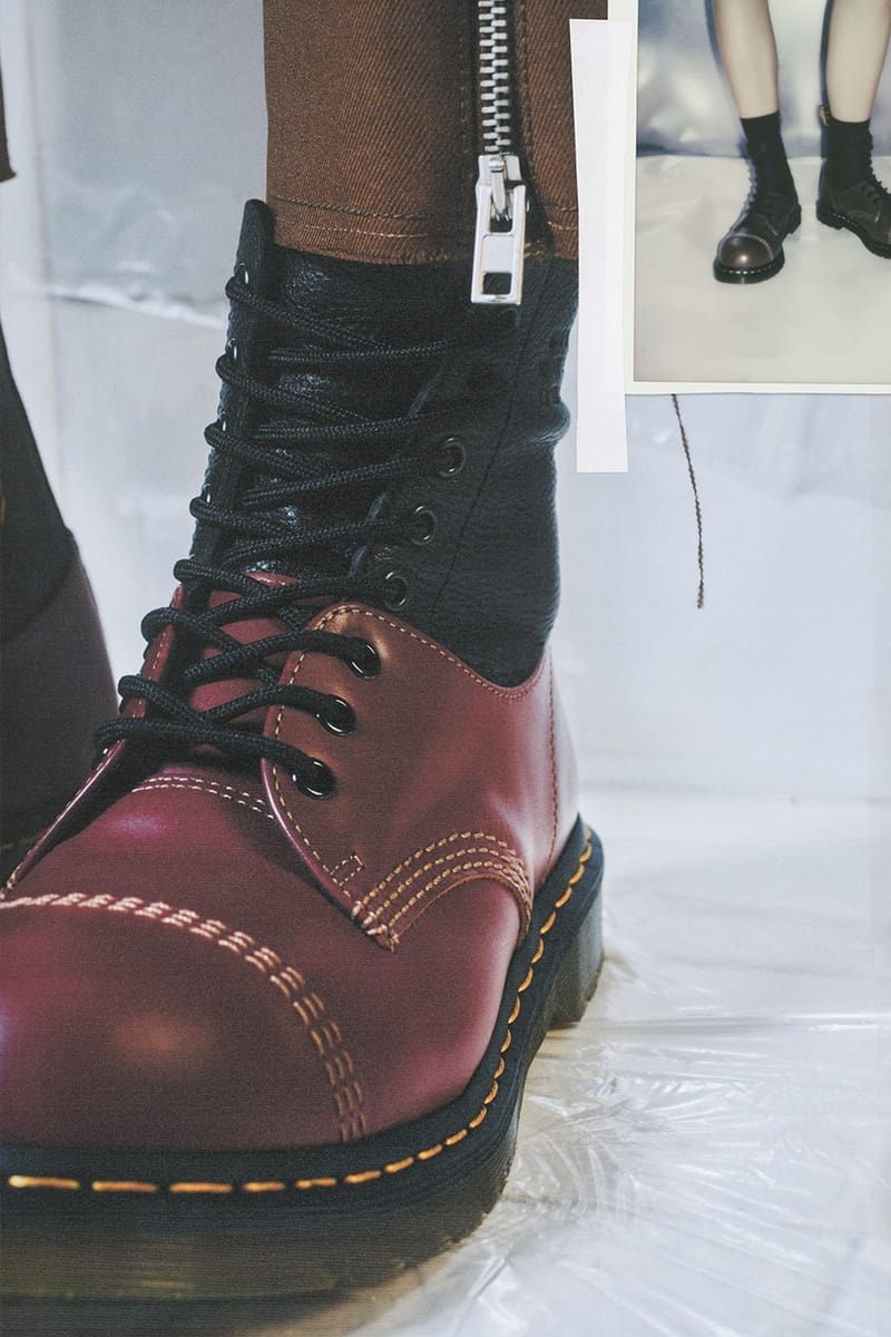 エムエム6 メゾン マルジェラ x  初コラボシューズが発売 MM6 Maison Margiela Drops Dual Toned Dr. Martens fw24 fall winter 2024 1460 black leather boot low top oxford