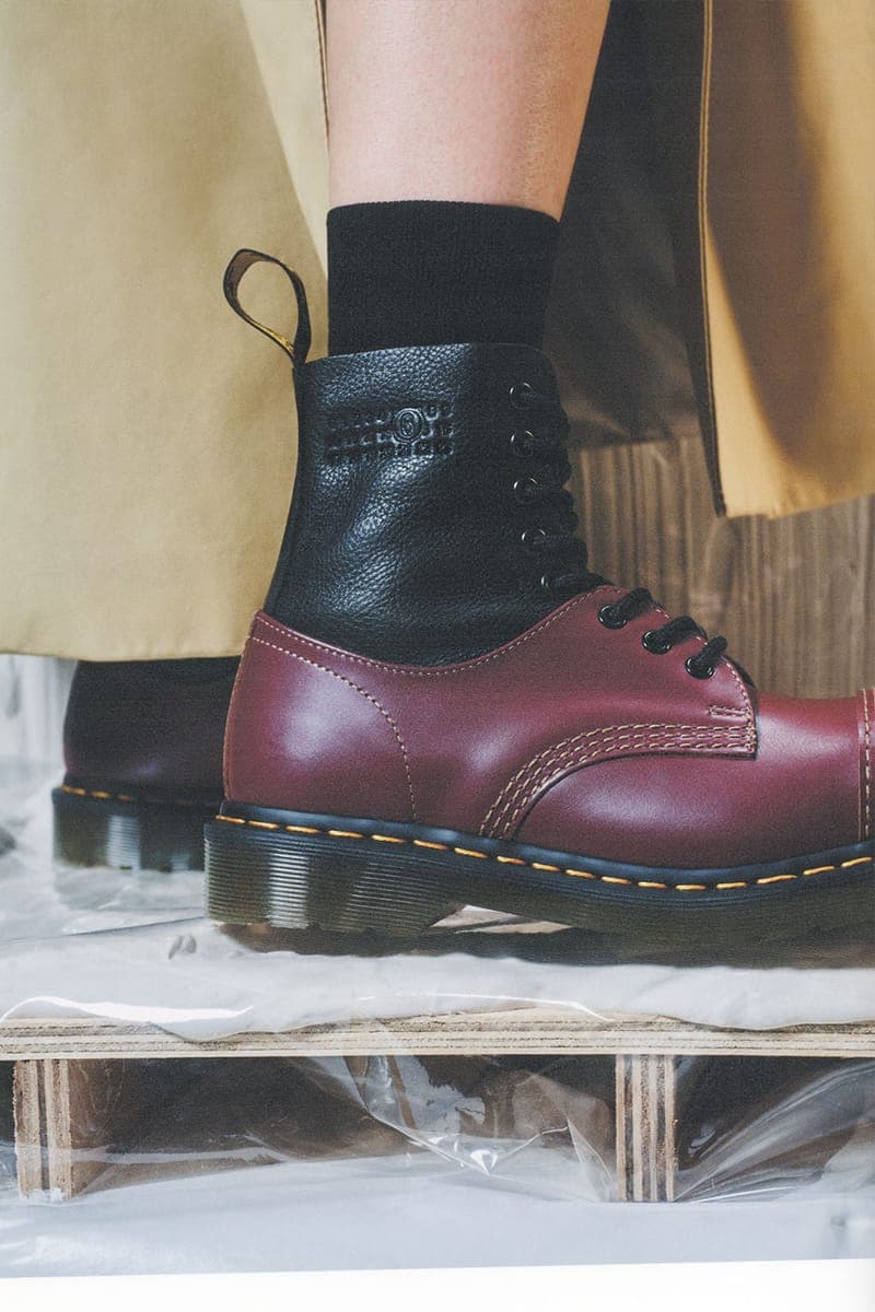 エムエム6 メゾン マルジェラ x  初コラボシューズが発売 MM6 Maison Margiela Drops Dual Toned Dr. Martens fw24 fall winter 2024 1460 black leather boot low top oxford