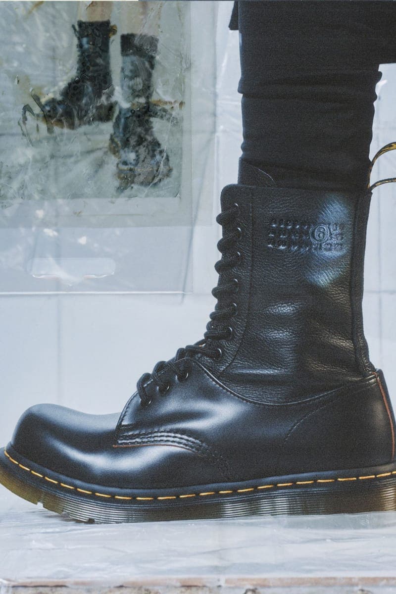 エムエム6 メゾン マルジェラ x  初コラボシューズが発売 MM6 Maison Margiela Drops Dual Toned Dr. Martens fw24 fall winter 2024 1460 black leather boot low top oxford