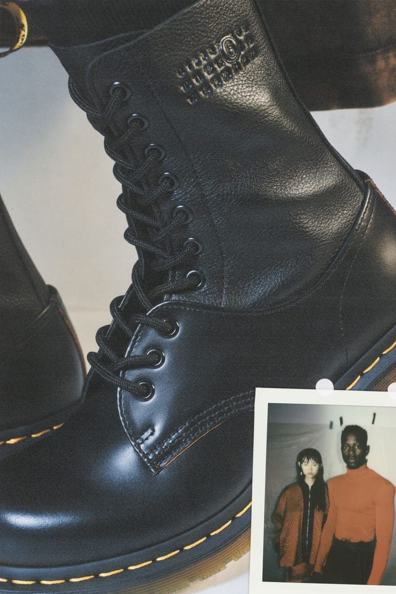 エムエム6 メゾン マルジェラ x 初コラボシューズが発売 MM6 Maison Margiela Drops Dual Toned Dr. Martens fw24 fall winter 2024 1460 black leather boot low top oxford