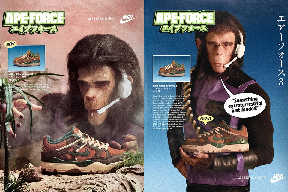 NIGO®️xエアフォース 3にエイプをモチーフにした新作が登場 