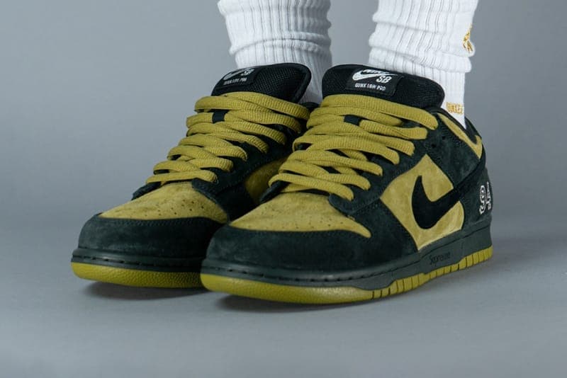 シュプリーム x ナイキ SB ダンク ロー “キャンパー グリーン” のディテールをチェック Supreme Nike SB Dunk Low Camper Green HQ8487-300 Info release date store list buying guide photos price