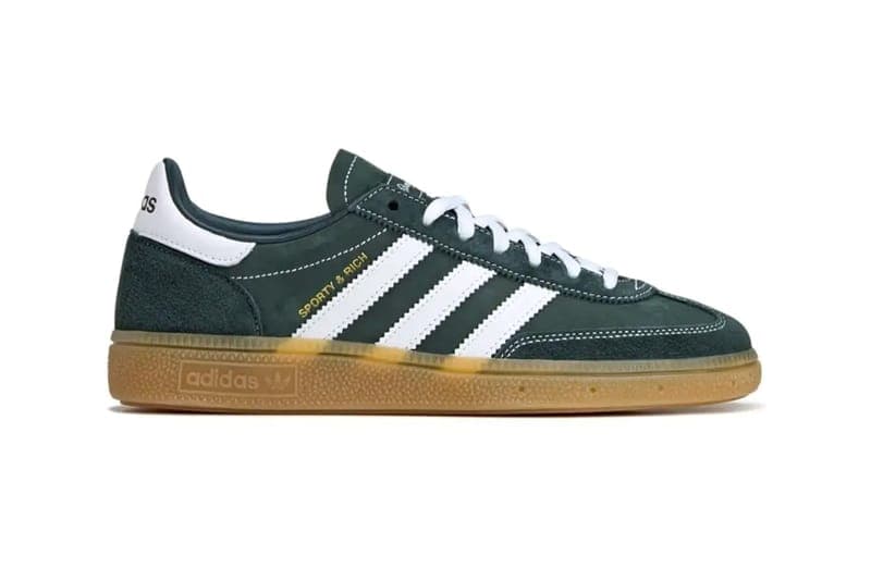 スポーティ アンド リッチxアディダスのコラボハンドボールスペツィアルに新色が登場 Sporty and Rich adidas Handball Spezial Dark Green Sharp Red Night Indigo JP7067 JP7068 JP7066 Release Info