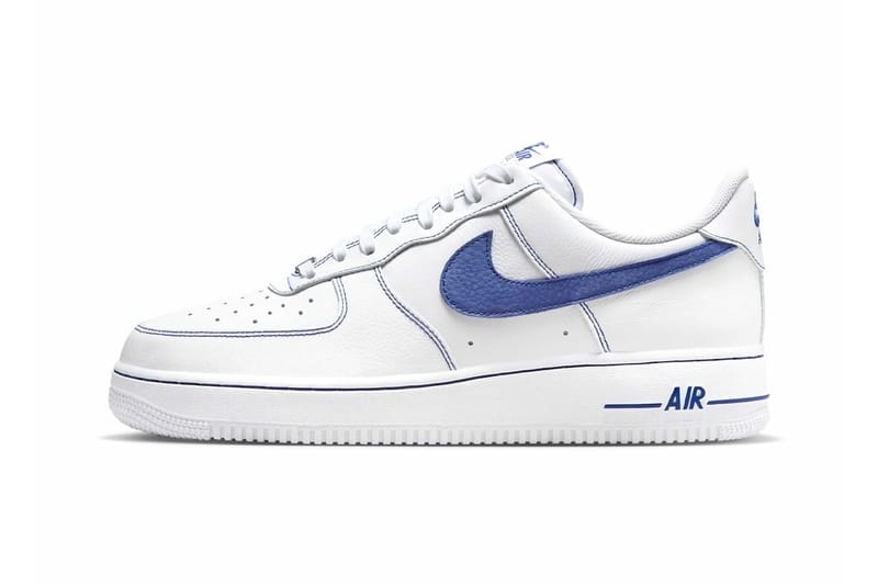 ナイキエアフォース1ローからブルーのコントラストが目を惹く新色モデルが登場 Nike Air Force 1 Low Contrast Stitch white deep royal blue HQ2037-100 Release Info