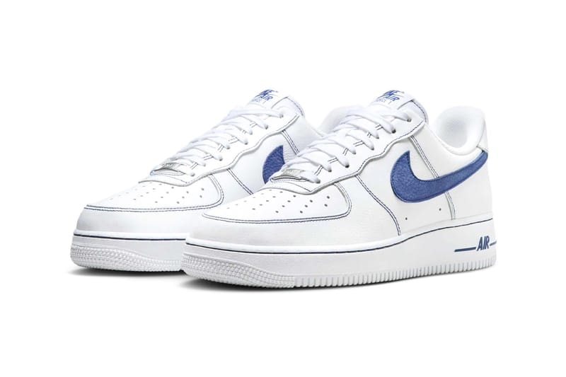ナイキエアフォース1ローからブルーのコントラストが目を惹く新色モデルが登場 Nike Air Force 1 Low Contrast Stitch white deep royal blue HQ2037-100 Release Info