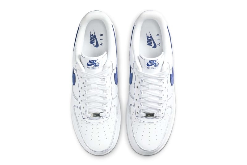 ナイキエアフォース1ローからブルーのコントラストが目を惹く新色モデルが登場 Nike Air Force 1 Low Contrast Stitch white deep royal blue HQ2037-100 Release Info