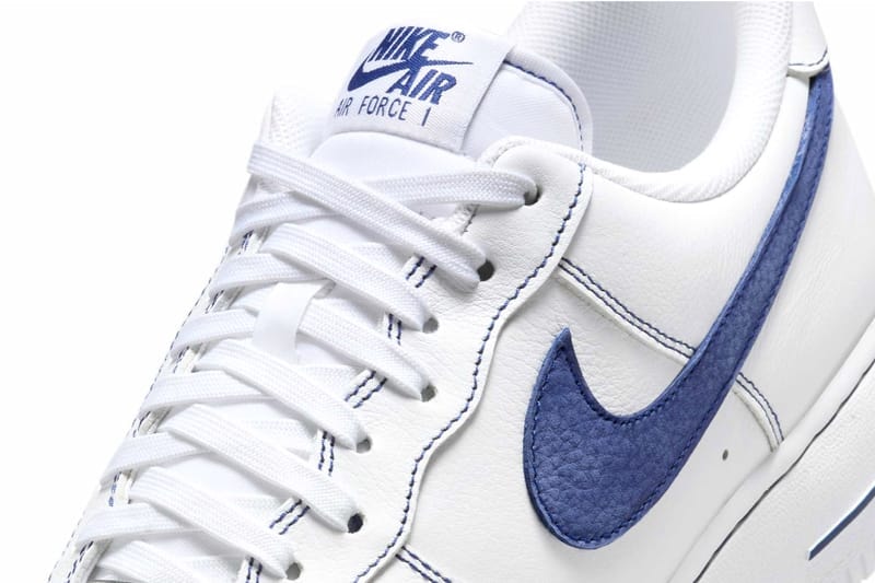 ナイキエアフォース1ローからブルーのコントラストが目を惹く新色モデルが登場 Nike Air Force 1 Low Contrast Stitch white deep royal blue HQ2037-100 Release Info