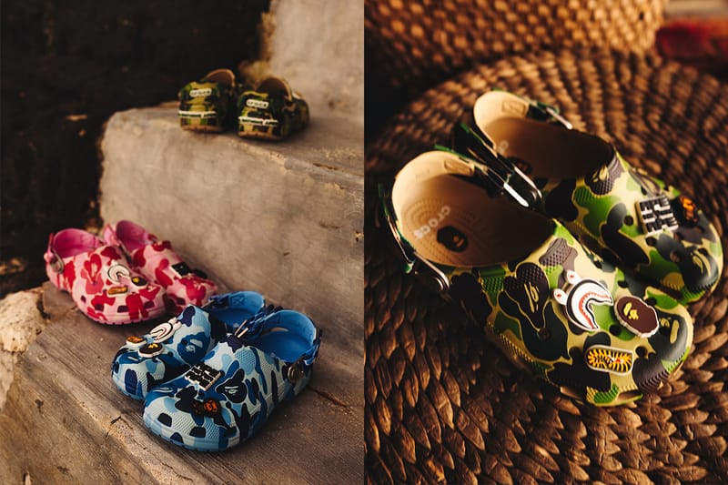 A BATHING APE®︎ と CROCS の初コラボレーションによるクラシッククロッグが登場