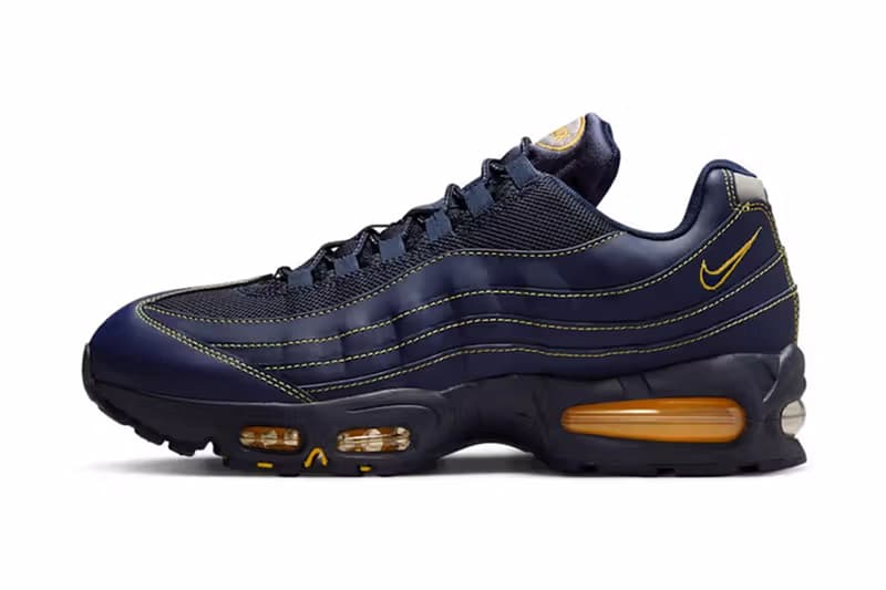 ナイキ. エアマックス 95 に米ミシガン大学から着想を得た新色 “ミシガン” が登場 Nike Air Max 95 OG "Obsidian/Varsity Maize" IB7936-400 Release info university of michigan wolverines school swoosh air max day