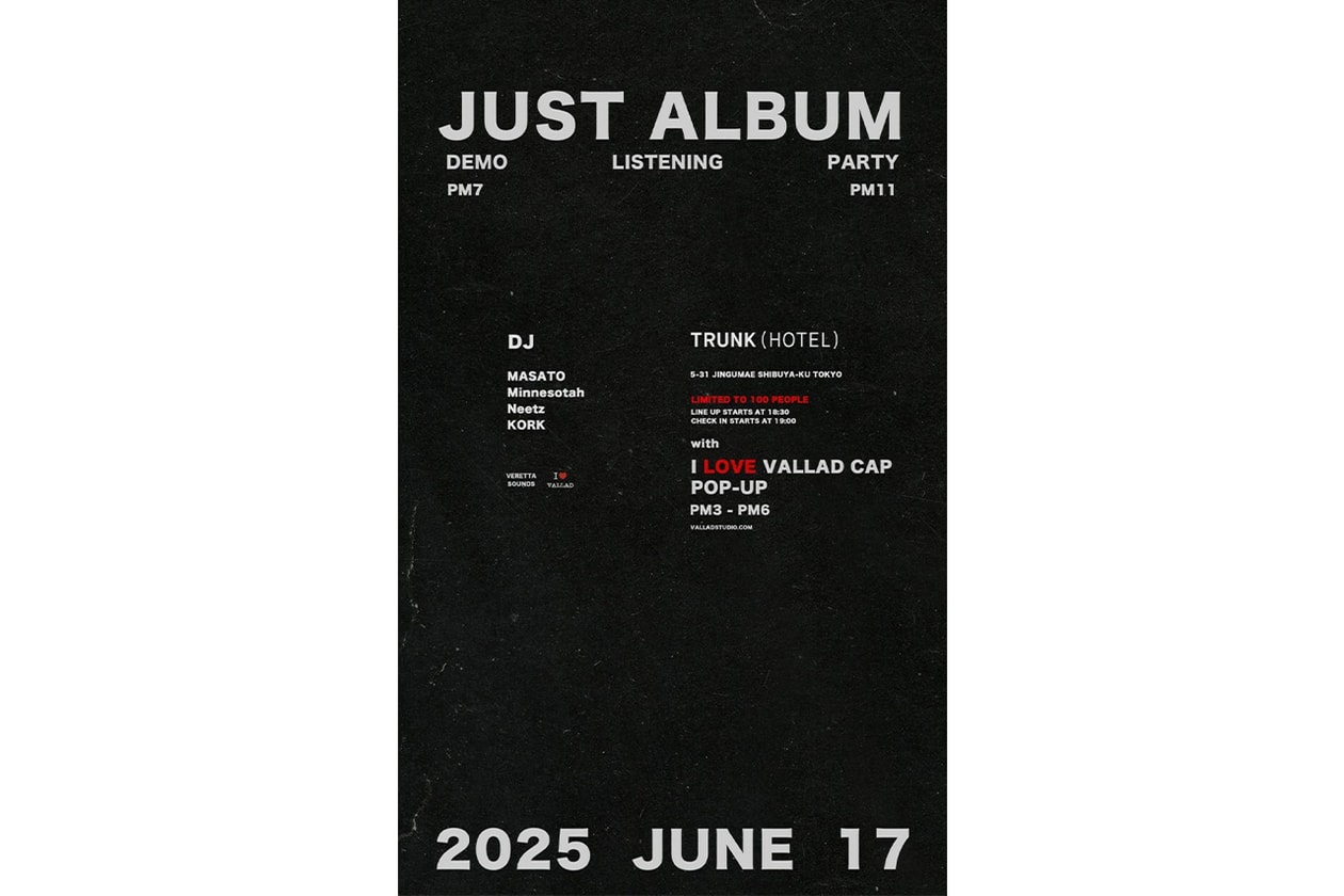 IO がニューアルバム『JUST ALBUM』のデモ・リスニングパーティ & ポップアップを開催 IO JUST ALBUM DEMO LISTENING PARTY VALLAD POP-UP info
