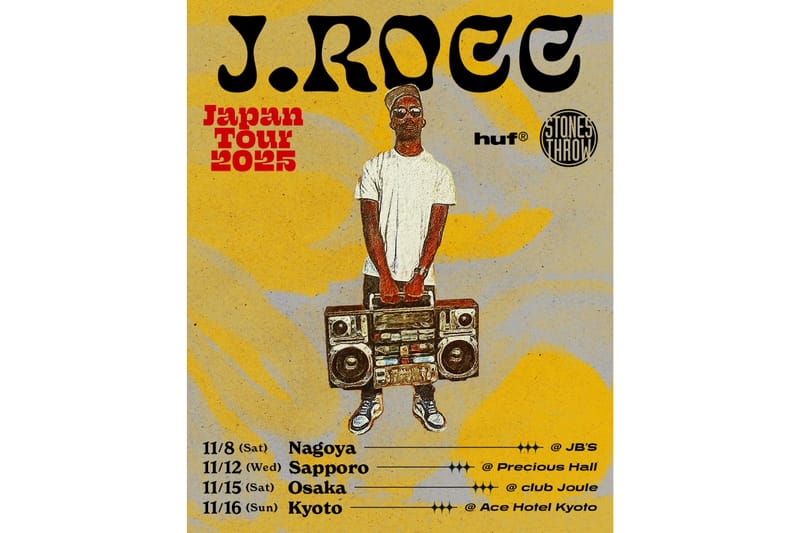 HUF が J.Rocc の来日ツアーを記念して HUF x J.Rocc x Stones Throw によるコラボアイテムをリリース