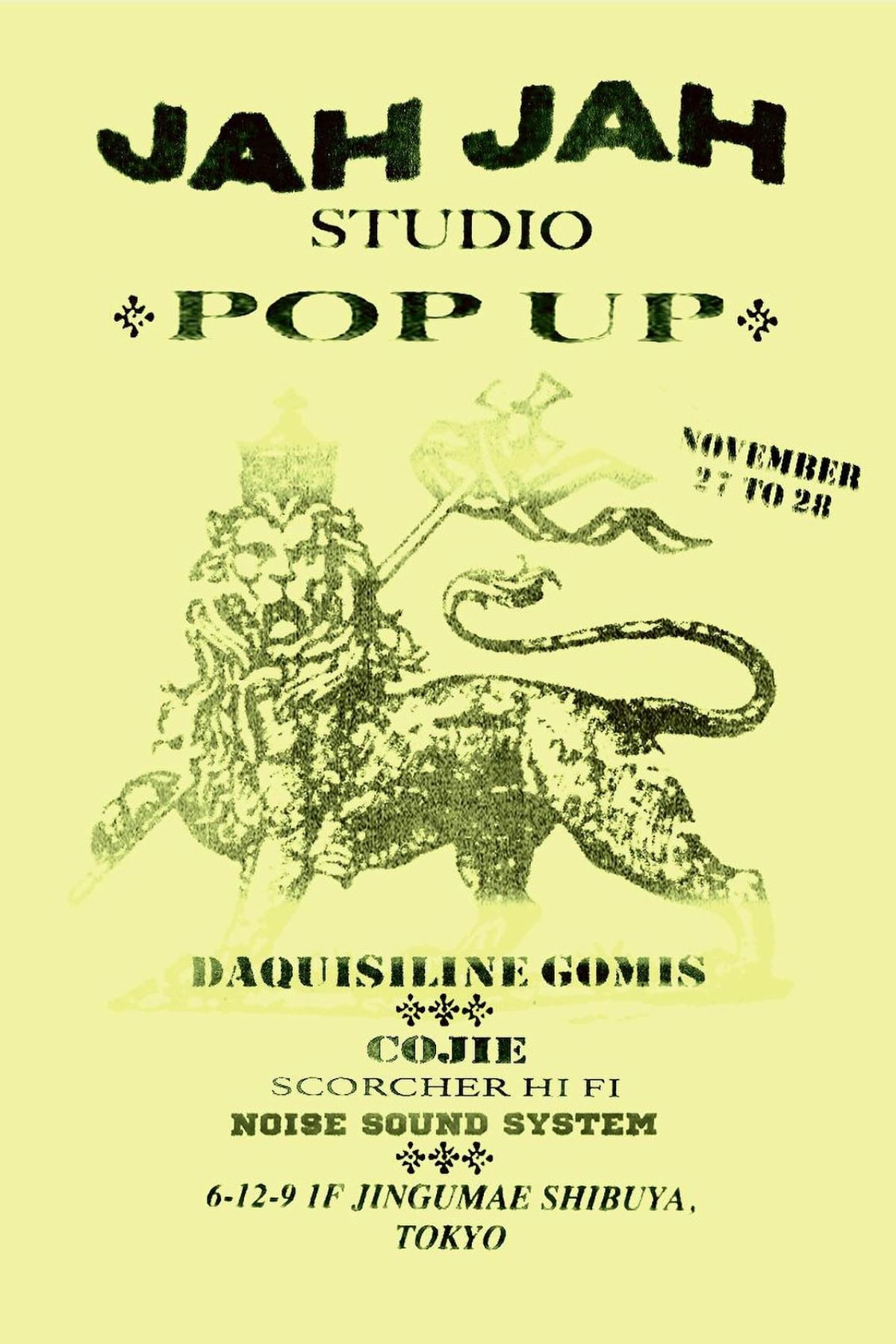 ジャー・ジャー 日本初の単独ポップアップが東京で開催 JAH JAH Studio Paris TOKYO POP-UP info