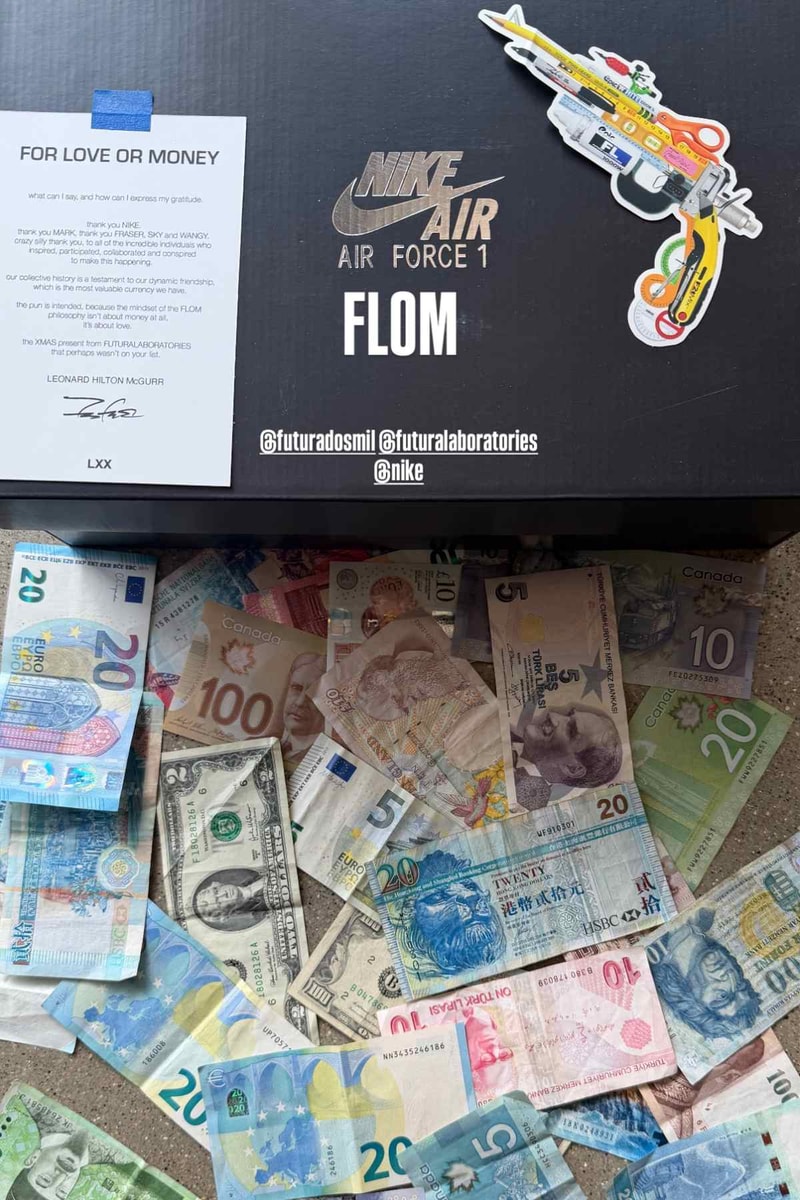 フューチュラ x ナイキ エアフォース 1 “FLOM” のディテールをチェック Futura x Nike Air Force 1 FLOM detail look