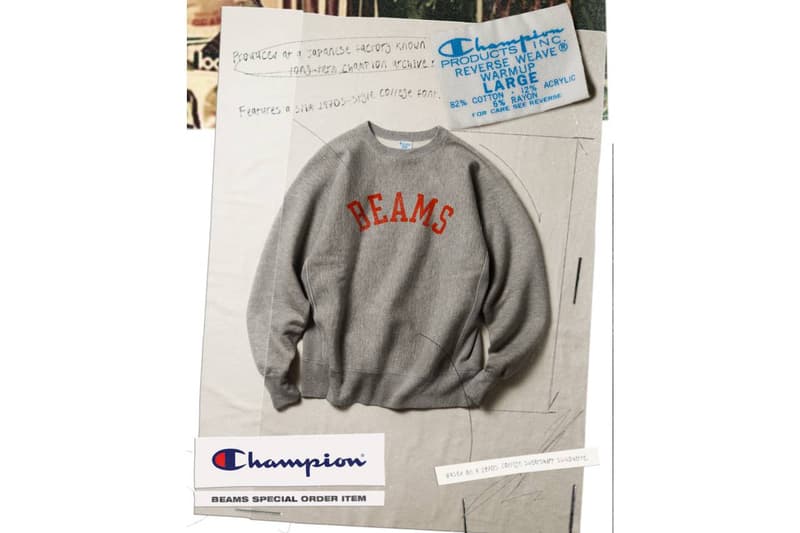 ビームスの50周年を記念したチャンピオン 別注スウェットが登場 beams 50 years aniversaly exclusive champion sweat shirts release info