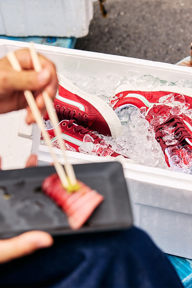 エビセンスケートボードとヴァンズより寿司と兜をモチーフにした異色のコラボを発表 evisen skateboards vans collabo shoes release info