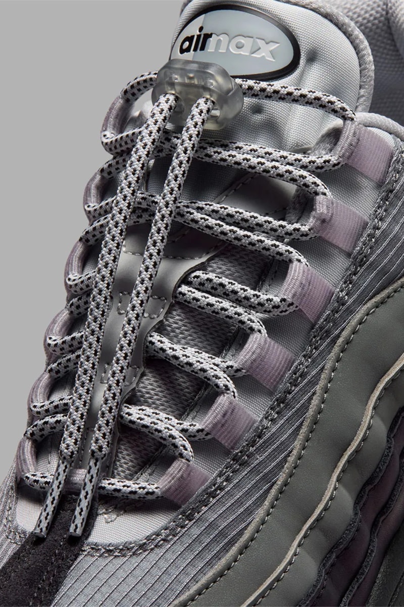 ナイキ エアマックス 95にシューレースロックを備えた新作 “ブラック/ライトスモークグレイ” が到着 Nike Air Max 95 SE Black/Light Smoke Grey Release info
