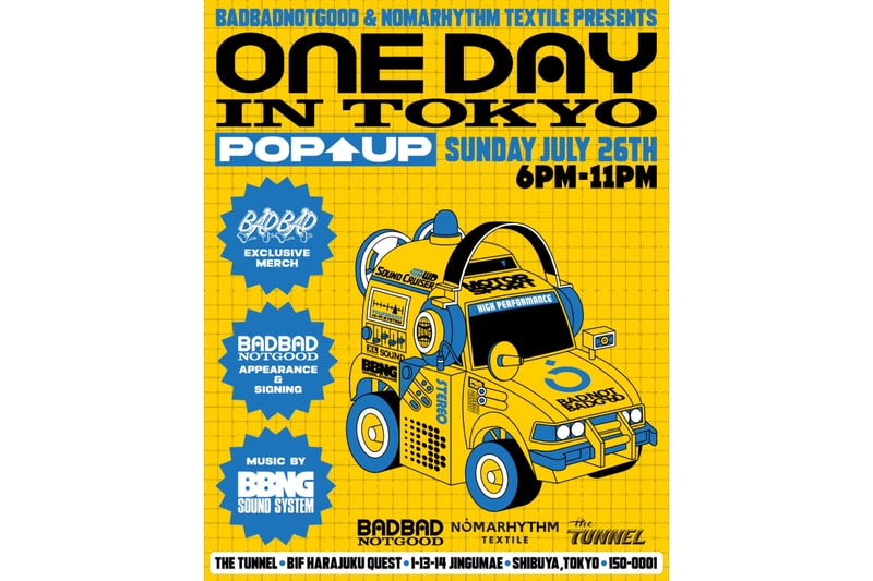 BADBADNOTGOOD が一夜限りのポップアップイベント ONE DAY IN TOKYO を開催