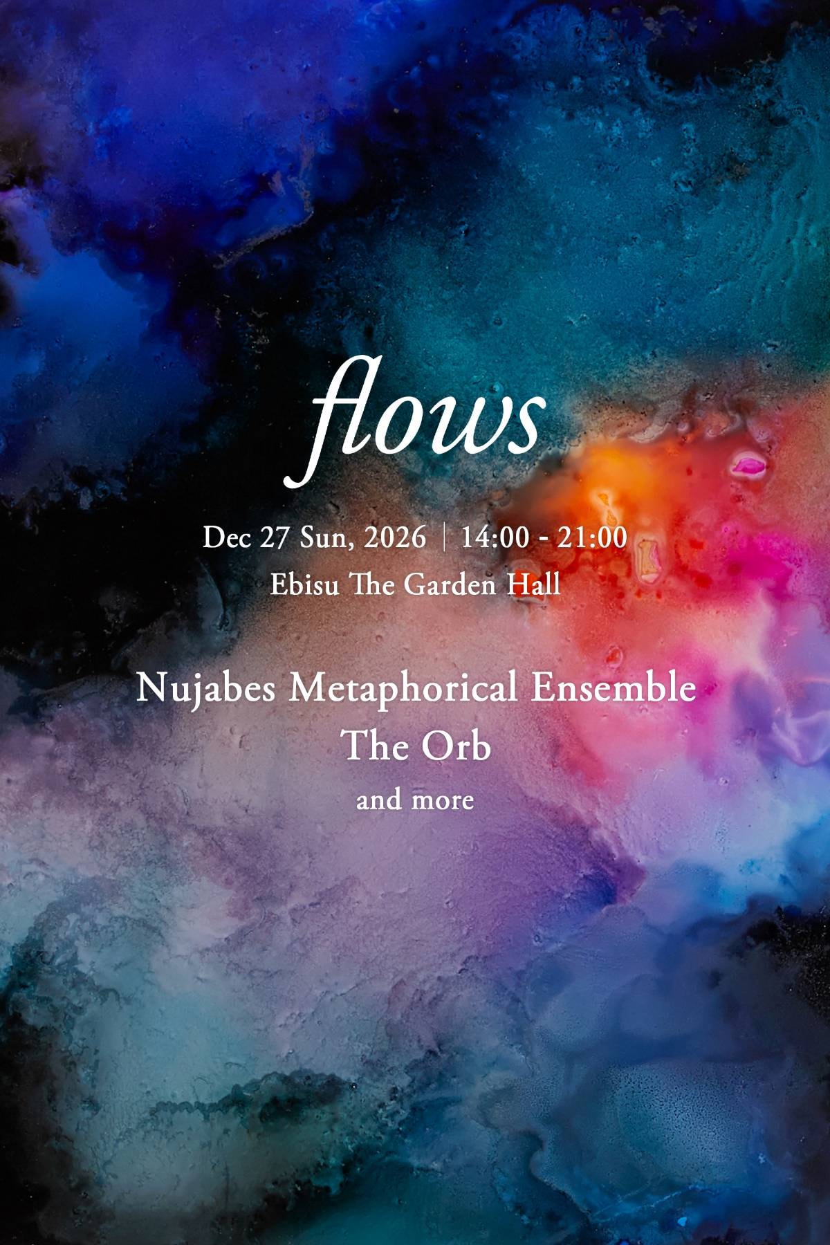 ヌジャベスの音楽を未来へと紡ぐヌジャベス メタフォリカル アンサンブルが出演 ── 音楽祭 flows 第4回目が開催決定 flows 2026 Nujabes Metaphorical Ensemble The Orb info