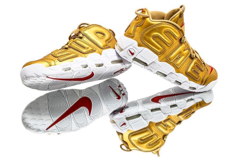 슈프림 x 나이키 황금 에어모어 섭템포 상세 사진 유출