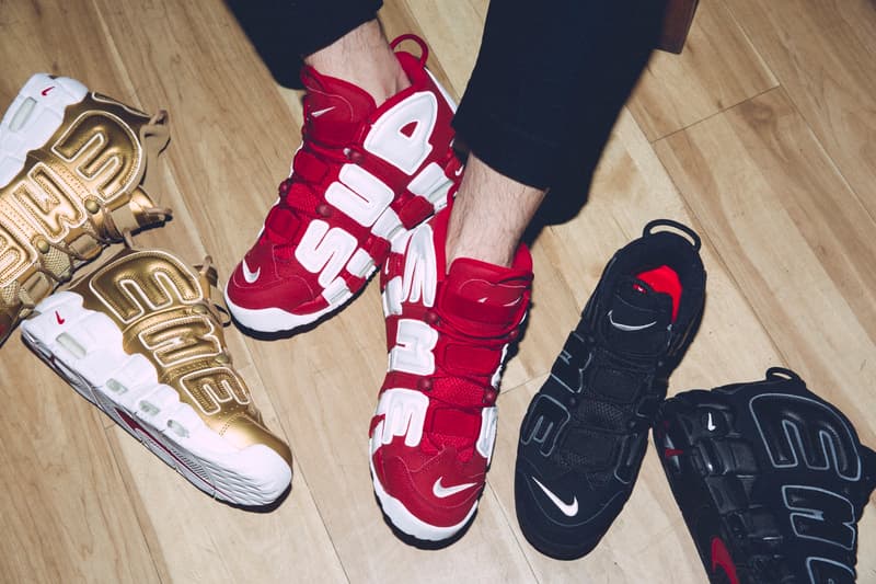 슈프림 나이키 에어 모어 업템포 상세 착용 사진 유출 2017 supreme nike air more uptempo shoes master