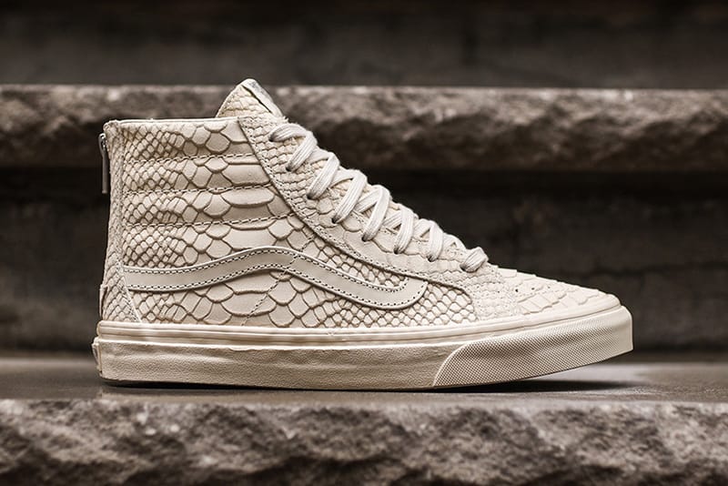 크림색 가죽을 휘감은 반스 스케이트하이 2종