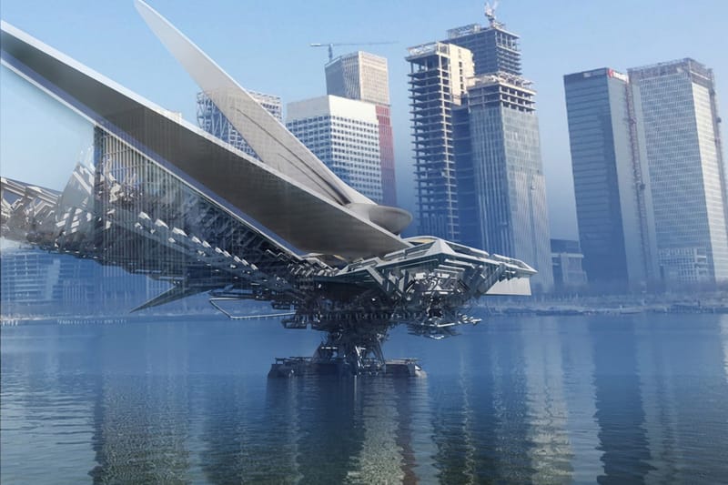 강 위를 떠다니는 '트랜스포머' 회전 다리